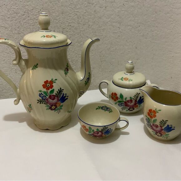 Seltmann Weiden Old Bavaria Porcelain Tea Set Hand Painted Folk Art (7 pcs) - Picture 2 of 16
